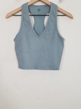 ALO Yoga Ribbed Crop Top with Built in Bra Size M